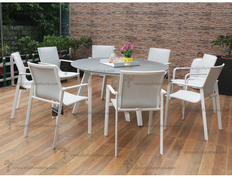 8 seater Sling dining table set SY4008 siyu furniture hotel furniture patio dining set  (5)