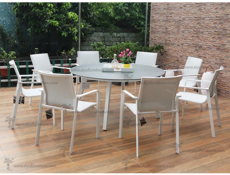 8 seater Sling dining table set SY4008 siyu furniture hotel furniture patio dining set  (6)