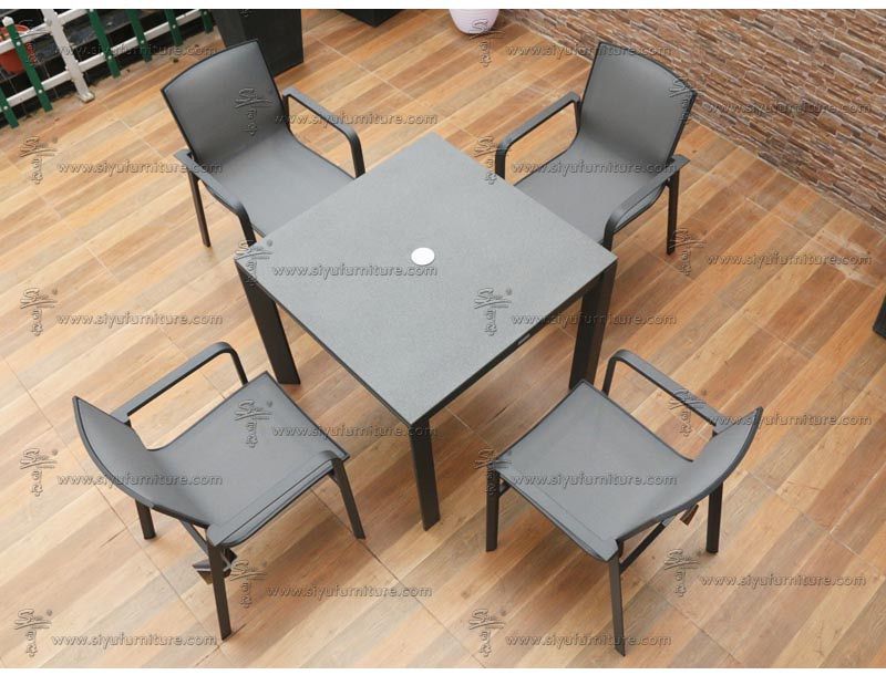 Black 4 seater sling dining set SY4003 siyu furniture outdoor furniture garden  patio furniture Hotel use (5)