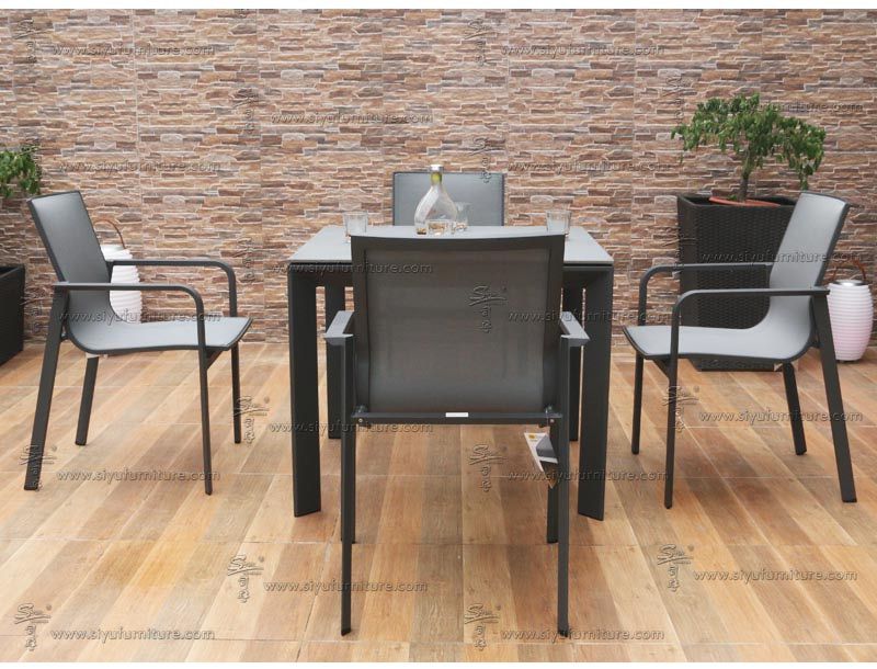 Black 4 seater sling dining set SY4003 siyu furniture outdoor furniture garden  patio furniture Hotel use (2)