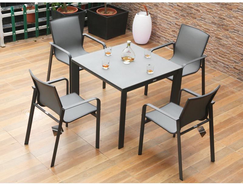 Black 4 seater sling dining set SY4003 siyu furniture outdoor furniture garden  patio furniture Hotel use (4)