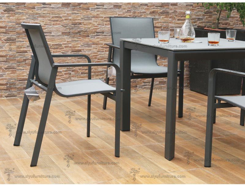 Black 4 seater sling dining set SY4003 siyu furniture outdoor furniture garden  patio furniture Hotel use (3)