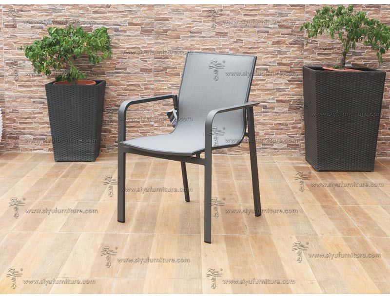 Black 6 seater sling dining set SY4005 siyu furniture outdoor rattan wicker furniture garden seating dining table set  (1)