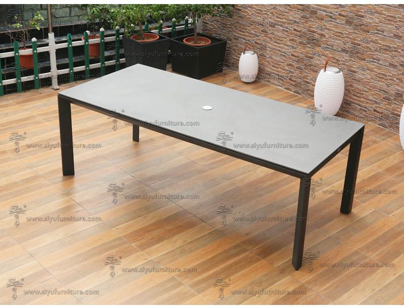 Black 8 seater sling dining set SY4014 siyu furniture outdoor furniture modern patio sling table set (2)