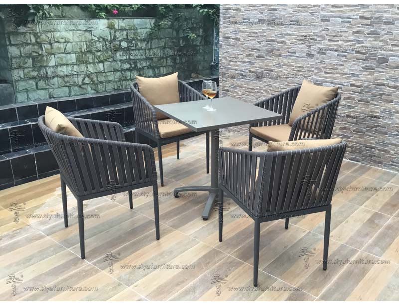 4 seater rope weaving dining set SY4001 siyu furniture outdoor seating hotel furniture  (3)