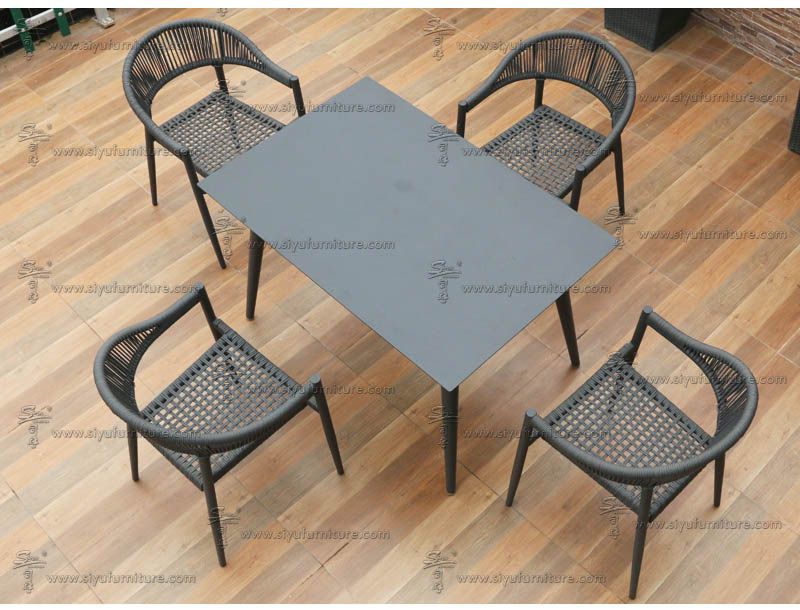 4 seater rope weaving dining set SY4010 siyu furniture-outdoor furniture-garden living-patio set-bistro-dining table set-hotel furniture (5)