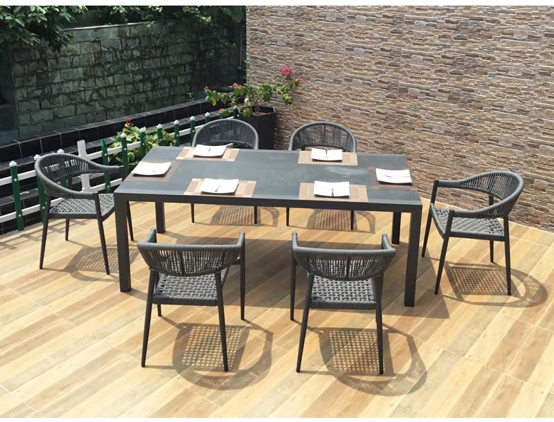 6 seater Rope weaving dining set SY4009 siyu furniture-david007s garden-outdoor furniture-dining table set-table and chair-restaurant furniture-hotel furniture (4)