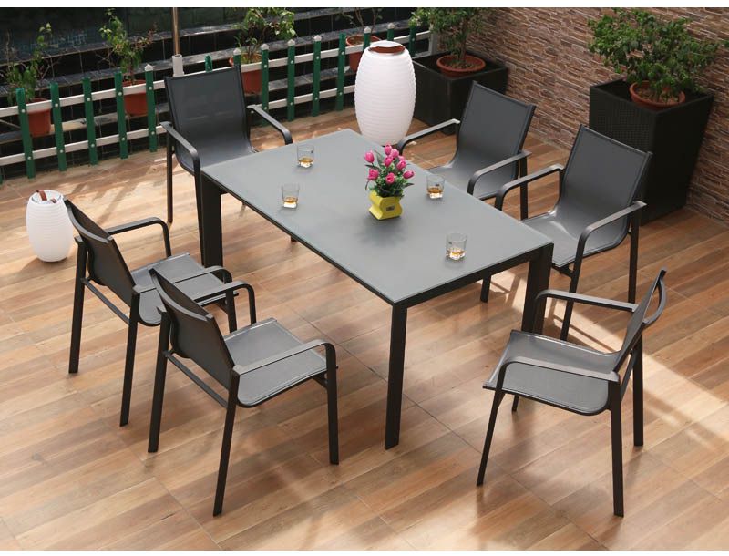 Cacos 6 seater sling dining set SY4016 siyu furniture outdoor furniture modern patio sling table set  (2)
