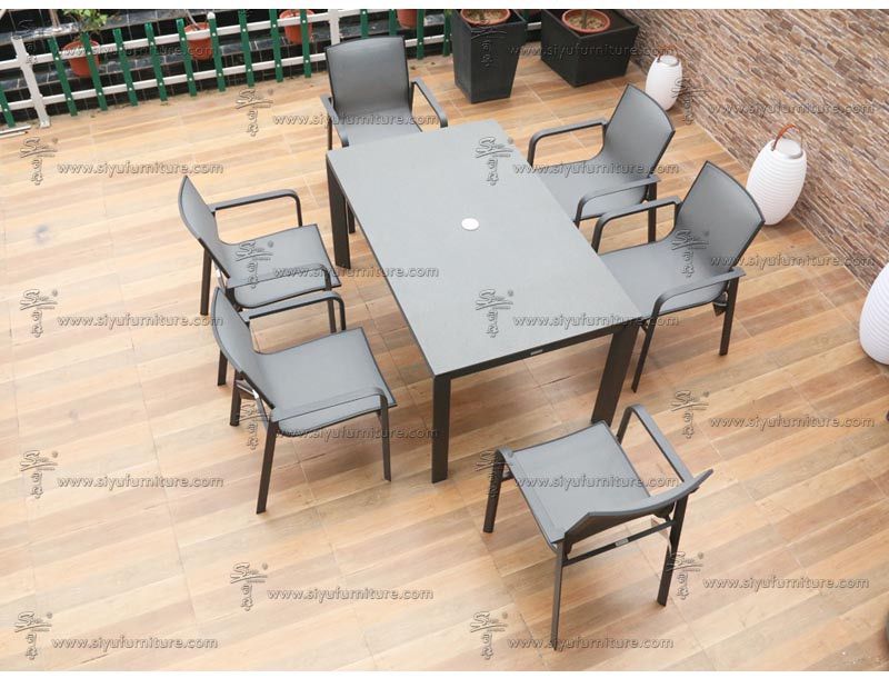 SY4005 Black 6 seater sling dining set