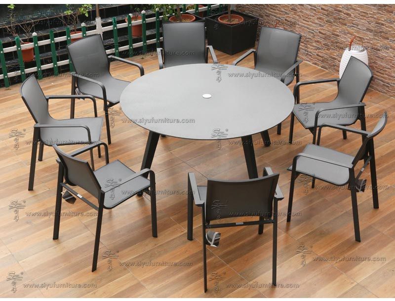 SY4007 Black 8 seater sling dining set