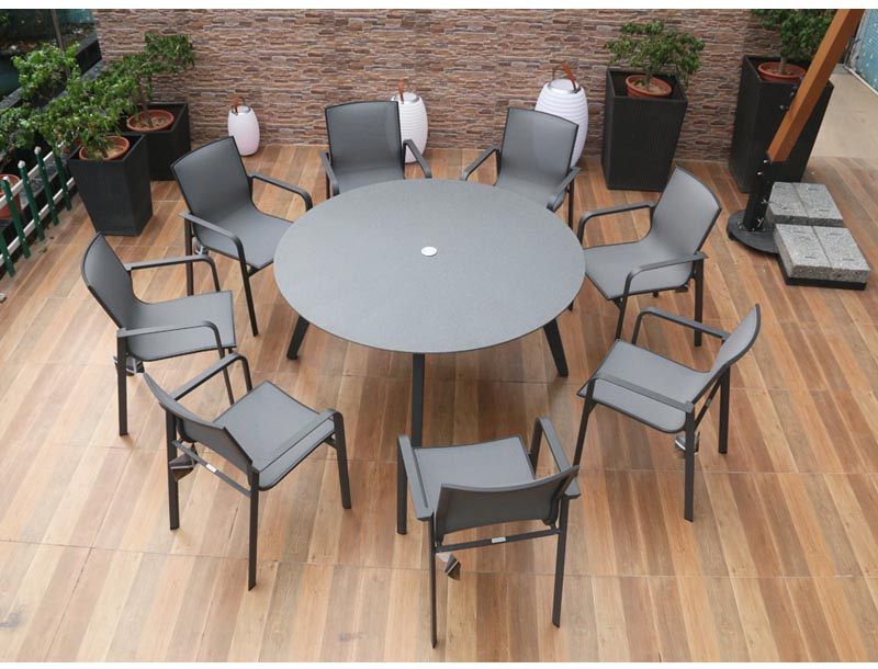 SY4007 Black 8 seater sling dining set