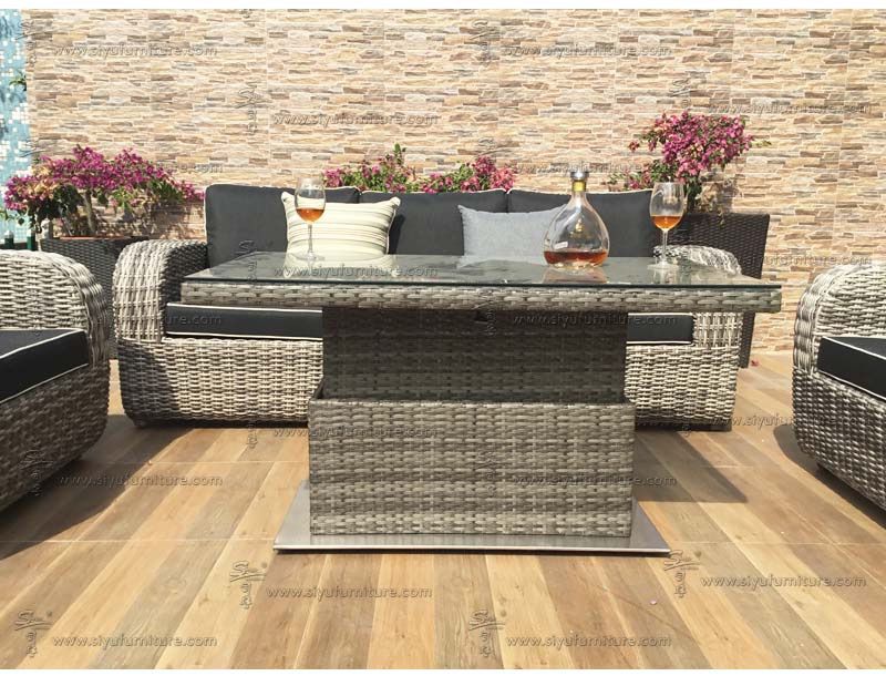 SY1019 PE Rattan weaving corner sofa