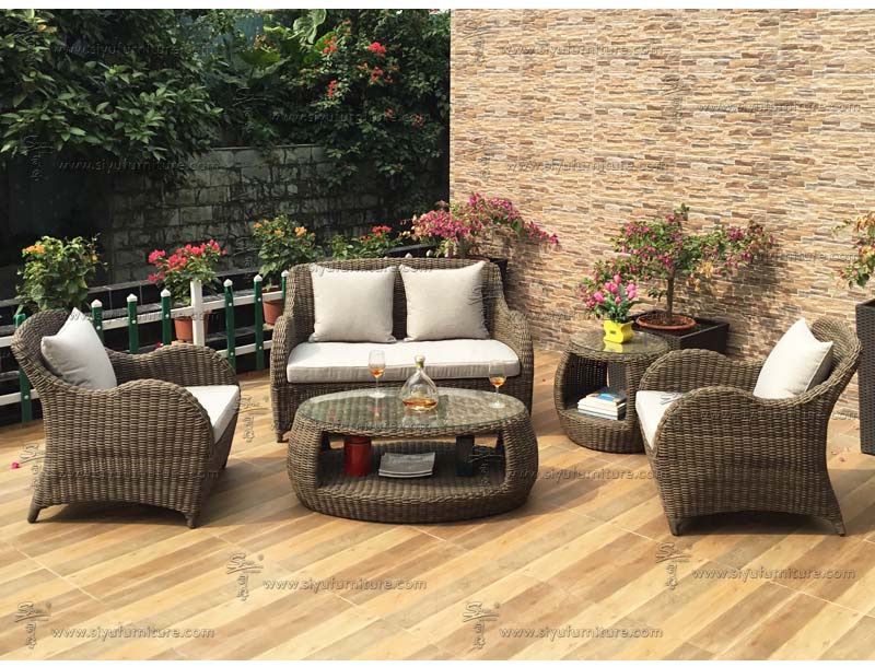  SY1020 HDPE Rattan  corner sofa set